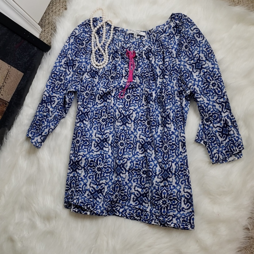 Milly for DesigNation BoHo Chic Peasant Top size M - Picture 3 of 5